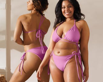 Pink String Bikini – Eco-Friendly Swimwear, Mix & Match with our Blushing Daisies Bikini