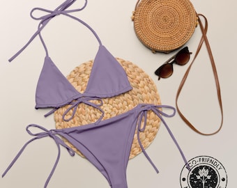 Purple String Bikini – Eco-Friendly Swimwear, Mix & Match with our Mauve Honeycomb Bikini