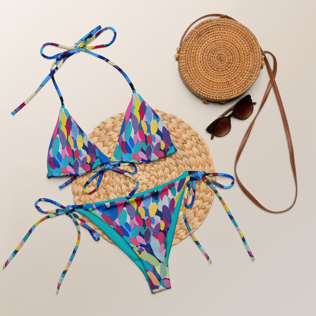 Stylish String Bikini, Multicolor Made From Eco-friendly Fabric Mix and ...