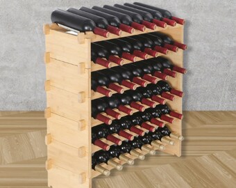 Eco-Friendly Bamboo Wine Storage - Versatile 48/72 Bottle Rack, Stackable Design for Home Cellars