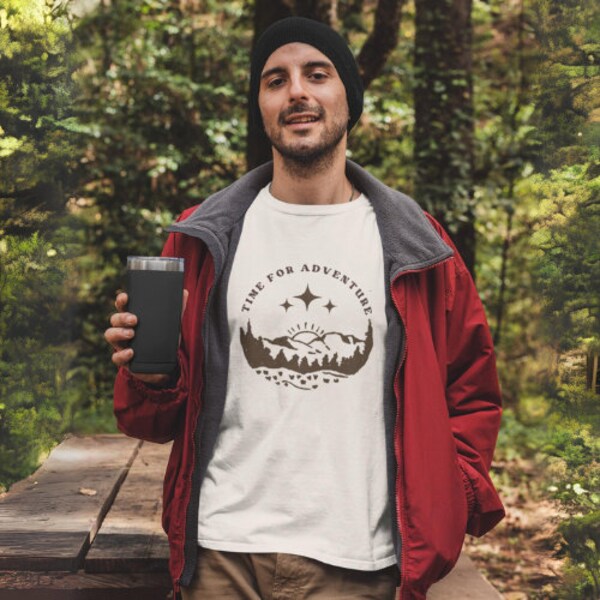 Time for Adventure Tee - Organic Cotton Classic T-Shirt, Eco-Friendly Casual Wear