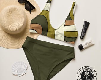 Jungle Muse High-Waisted Bikini - Eco-Friendly Swimwear, Mix and Match, Sizes XS-3XL