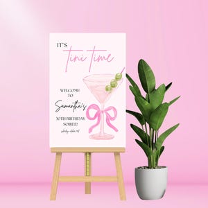 Martini Birthday Welcome Sign: Tini Time Party Decor (Digital Download, 24x36 inches)