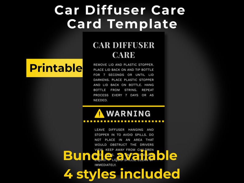 Black and Yellow Car Diffuser + Warning Label | Printable 3.5