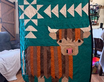 Highland Cow Quilt, wall hanging, throw