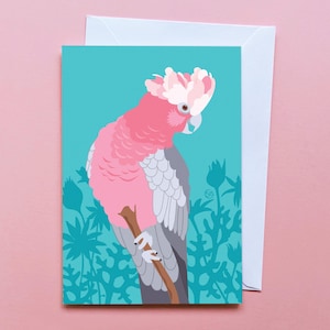 Tarjeta de felicitación de galah / Fauna australiana brillante y colorida / Tarjeta de cumpleaños para amantes de las aves