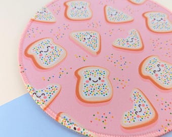Alfombrilla de ratón redonda con diseño de pan de hadas / Kawaii Australiana, brillante y colorida