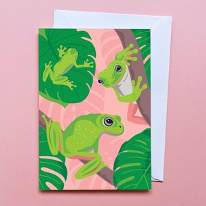 Green Tree Frog Greeting Card | Bright and Colourful Australian Fauna | Frogs Birthday Card