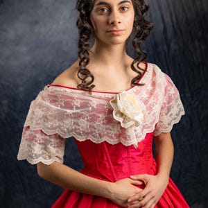 1850s ball gown size 4 size 10 hot pink silk taffeta 1860s Victorian crinoline civil war 19th century