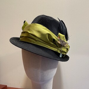 Bustle Era 1880s Hat Lidia Poet Style Black and Arsenic 
