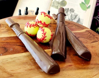 Softball Cake Pops and Chocolate Bat Pretzels