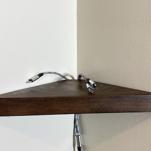 Corner shelf with cut-off inner corner for cables, Small shelf  for baby monitor, Floating  corner shelf with Installation hardware included