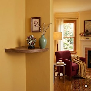 Pine Corner Shelf with Front Guard, Floating Wall Shelves, DreamShelves