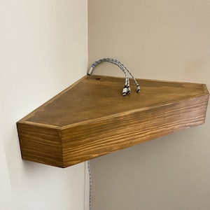 Pentagonal Corner Shelf with Cut Corner for Electrical Cords, Hidden Floating Shelves, Home Office Shelf,Wooden Wall Shelves for Gun,Storage