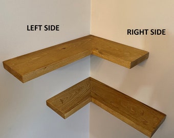 Estantería de esquina rústica hecha a mano, estantes flotantes de madera personalizables, DreamShelves