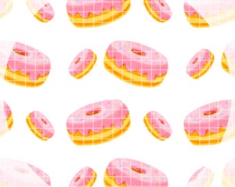 Pink Frosted Donuts Seamless Pattern 300 DPI PNG Instant Digital Download