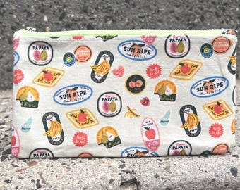 Fruit Stickers Flat-Zip Pouch