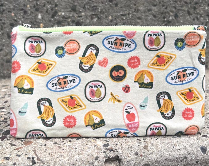 Fruit Stickers Flat-Zip Pouch