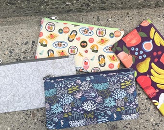 Hand-sewn Flat-Zip Pouches (8"x4" or 9"x5")