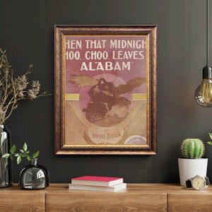 Vintage Sheet Music Cover Poster /Digital Download 1912 Midnight ChooChoo Sheet Music Restored /Print at Home Music Poster / Digital Art