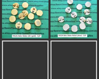 Bolo Slides - 5/8" round - gilt or nickel - 36 pcs