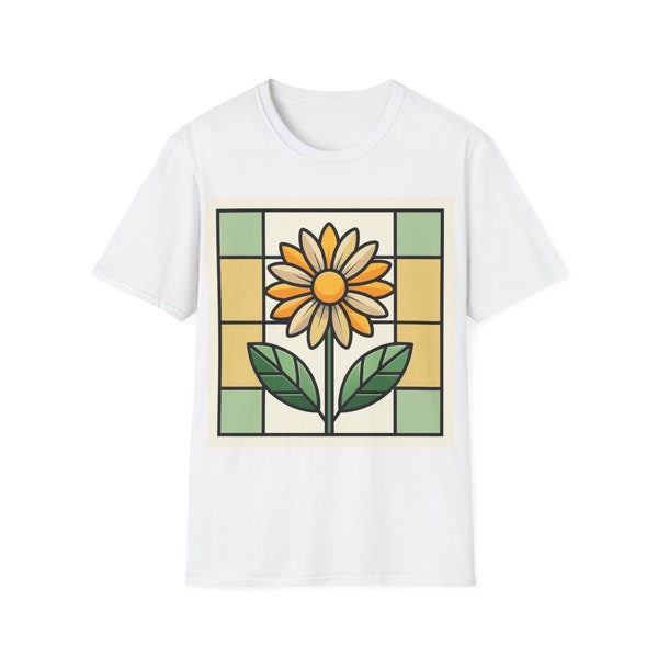 Flower Stain Glass T-Shirt, Cottagecore Clothing, Floral T-Shirt, Botanical Shirt