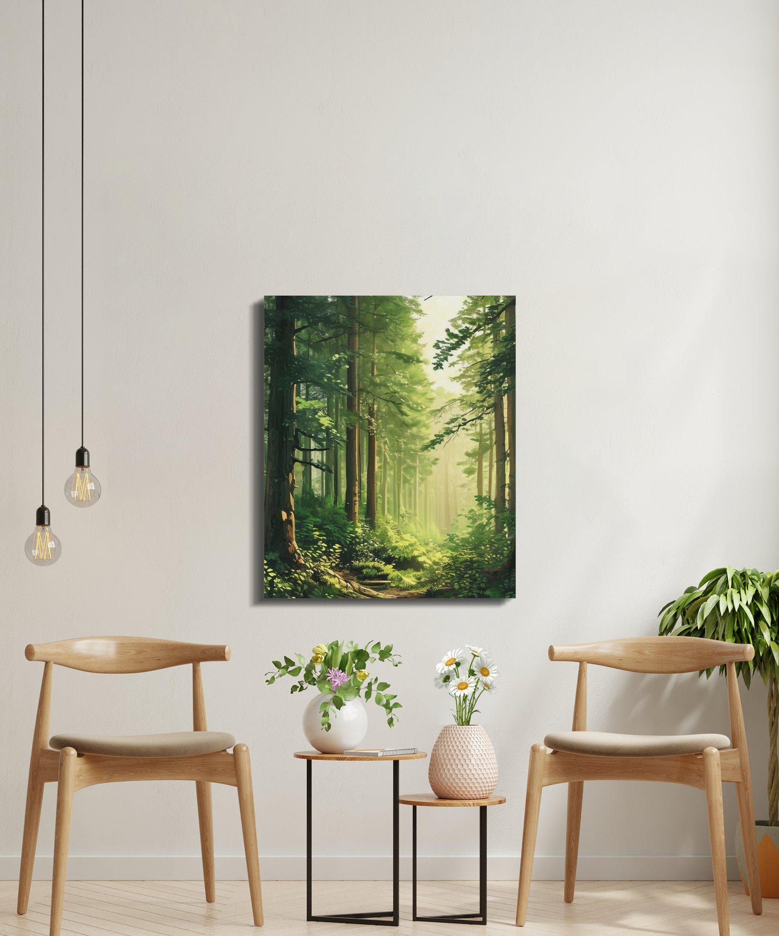 Forest Landscape Canvas Wrap, Sunlit Green Woods Wall Art, Nature ...