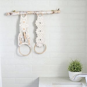 Macrame towel holder DIY, towel wall hanging, towel holder, towel ring modern, gift for her