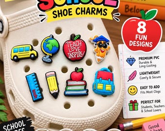 Back to School PVC Shoe Charms – Teacher Appreciation Gift (8 Designs)