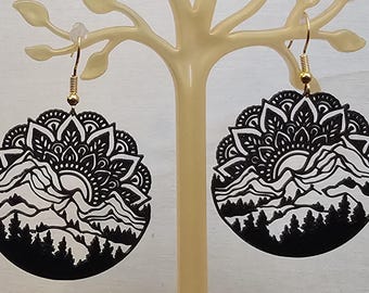 Rising Sun Earrings with Gold Hooks