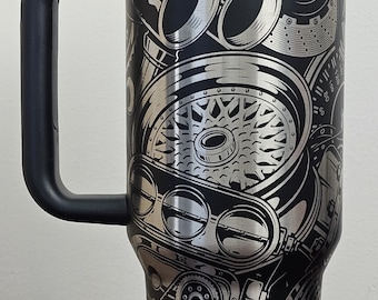 Gearhead 40oz Tumbler with Full Wrap in Black and Chrome