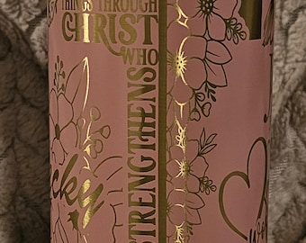 20 oz Scripture Inspirational  Skinny Tumbler - laser engraved
