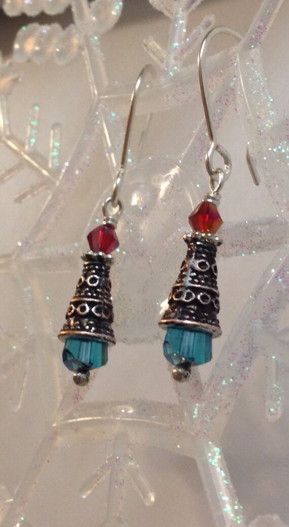 Dainty holiday crystal earrings Etsy