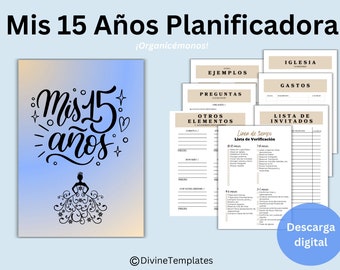 Mi Planificador de Quinceanera, Mis Quince Años planner, Organizador imprimible de Quince, Planificador de eventos de Quince,Espanol