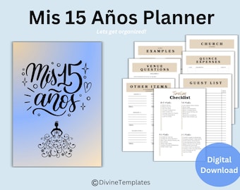 My 15 Planner, Quince organizer, 15 event planner, Quince timeline, Quince checklist, Quince Años digital download, English quince Planner