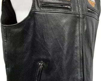 ハーレーダビッドソン 本革ベスト HOGピン付き 父の日ギフト バイク