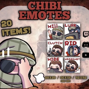 CS GO Emotes for Twitch Discord Youtube Kick/ Counter Strike Emotes | Pack of 20 Emotes
