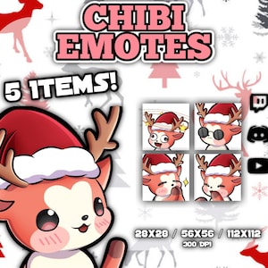 Deer Emotes/ Twitch Deer Emotes/Christmas Emotes/ Pack of 5 Emotes for Twitch, Discord, Kick