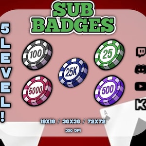 Twitch Sub badges/ Twitch Poker Sub-badges/Twitch Poker badges /Emotes/ Stickers | Lvl 1-5