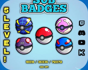 Twitch Sub Badges: Pokeball Emotes for Discord, Kick, Youtube