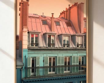 Façade parisienne, illustration architecturale parisienne téléchargeable, illustration française pour impression.