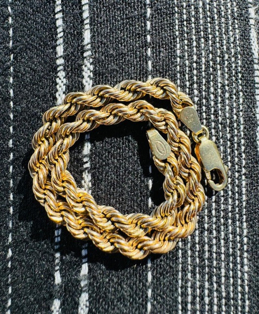 9k Rope Chain Bracelet Yellow Gold - Etsy