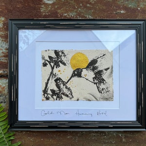 Golden Moon Hummingbird Original Painting & Print image 1