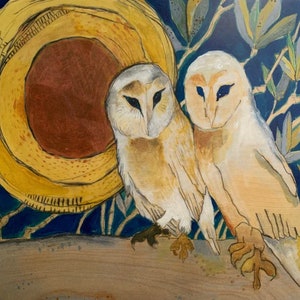 Copper Moon Barn Owls Giclee Print