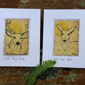 Golden Doe and Stag - Original Painting & Print