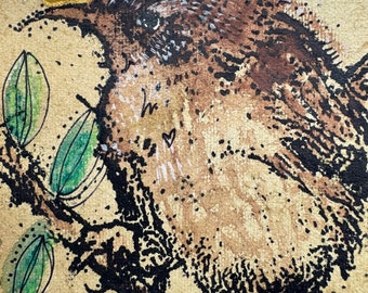Golden Moon Marsh Wren Framed  - Original Painting & Print