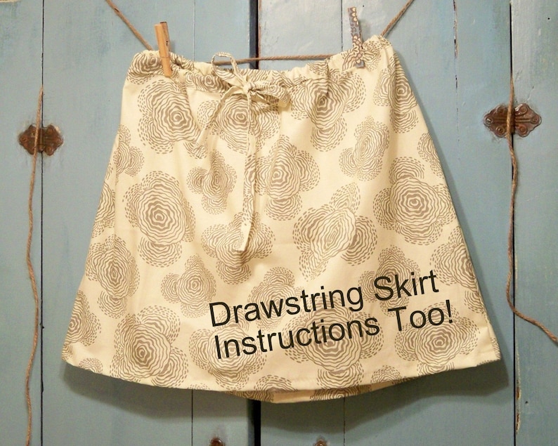 Skirt Pattern PDF Instructions, Simple Sunday Skirt, Easy 1 Hour Skirt, Drawstring or Elastic Waiste, For ALL SIZES image 3