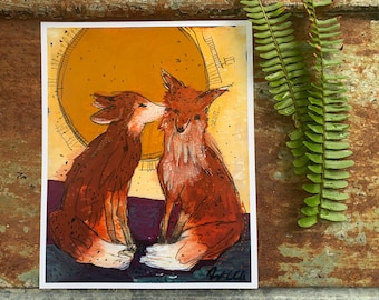 Kissey Face Foxes Print - Various Sizes