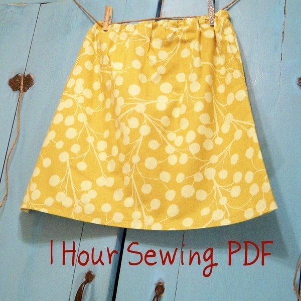 Simple Sunday Skirt Instructions PDF  ----- Easy 1 Hour Skirt Instructions ----- Elastic or Drawstring Waist ---- For ALL SIZES