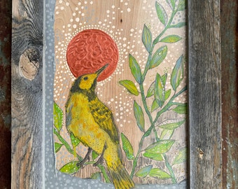 Copper Moon Grey Hooded Warbler - Original Painting